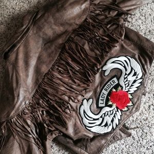 Vintage brown Fidelity leather biker jacket